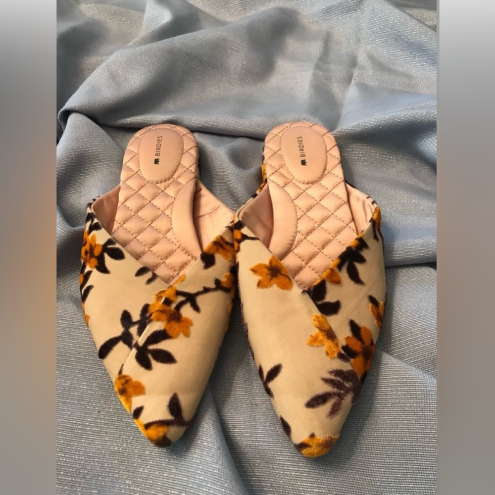 Birdies Women's Floral Mules - Cream and Brown